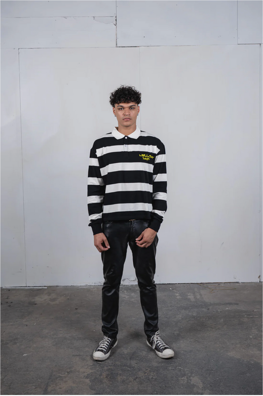 Mellow Striped Rugby Polo (Black)
