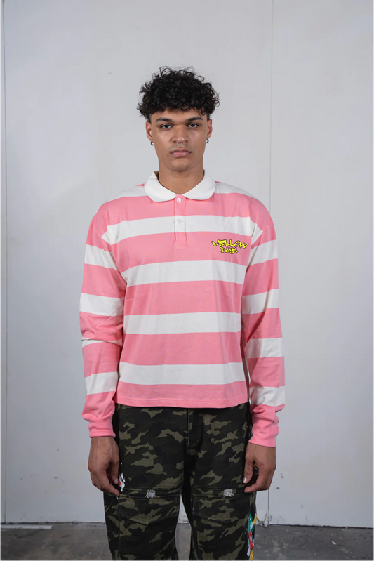 Mellow Striped Rugby Polo (Pink)