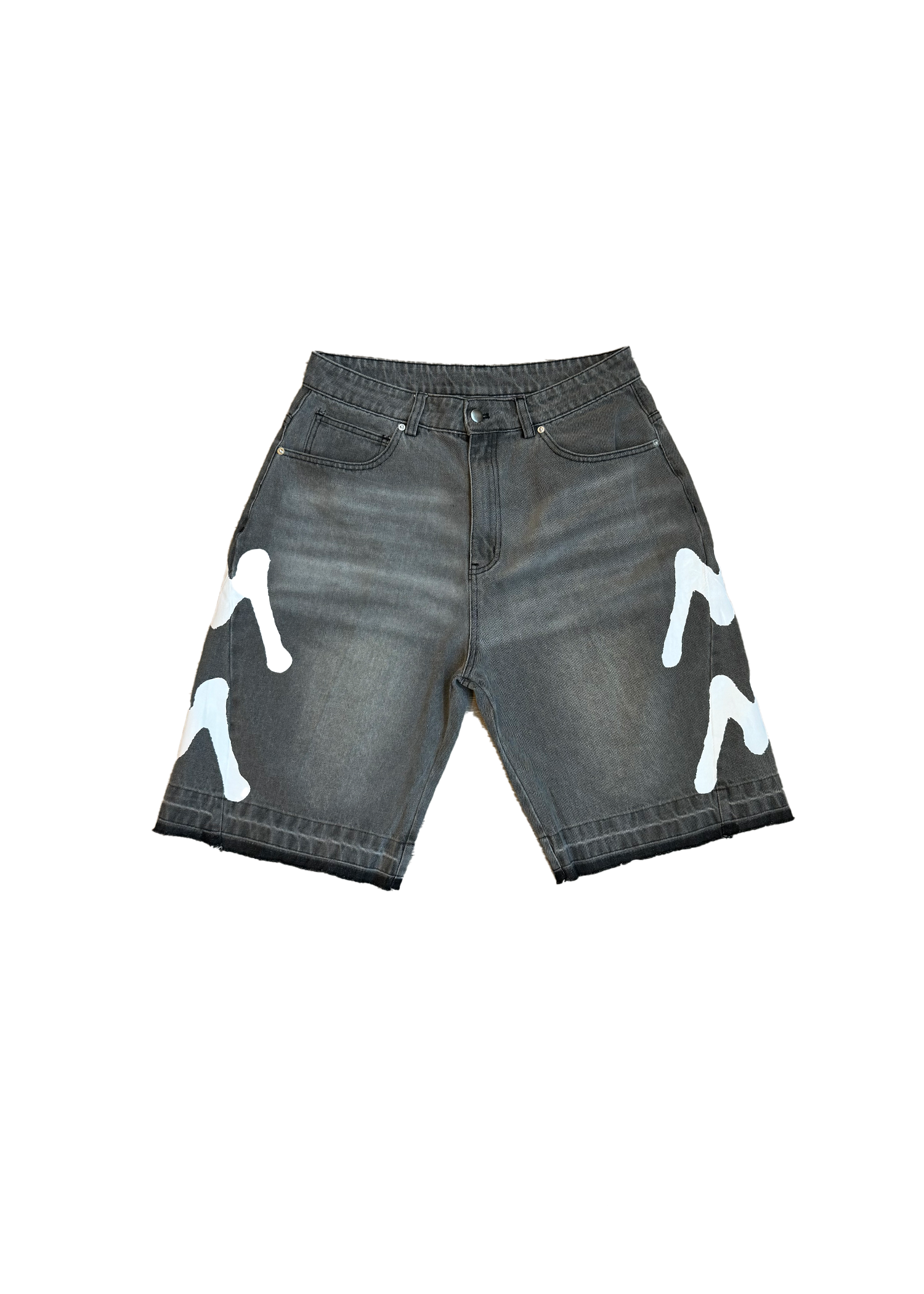 Spray Denim Shorts (Grey)