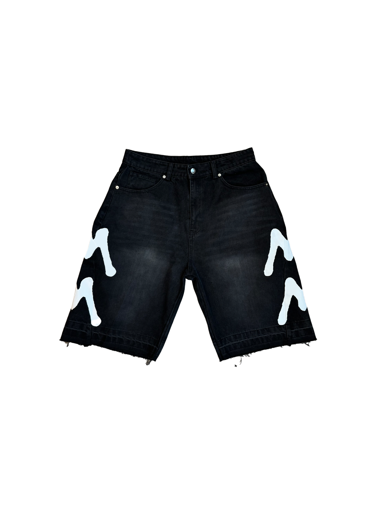 Spray Denim Shorts (Black)